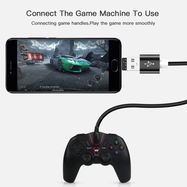 USB-C OTG adapter connector between phone and game controller