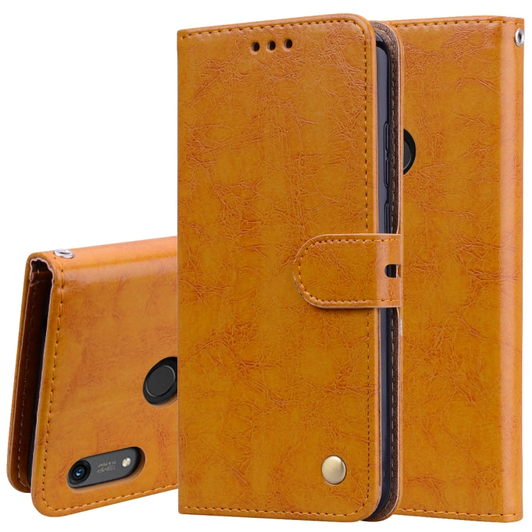 Business Style Oil Wax Texture Horizontal Flip Leather Case for Huawei Honor 8A(with fingerprint hole), with Holder & Card Slots & Wallet, yellow, black, red, blue