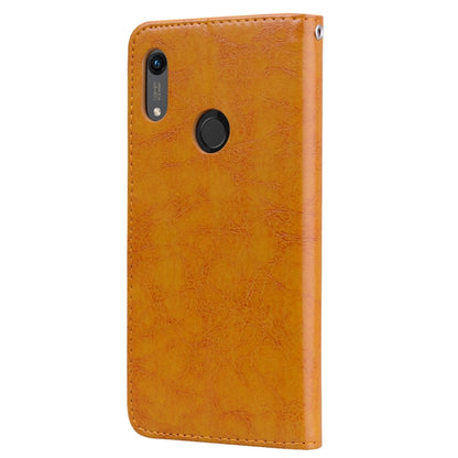 Business Style Oil Wax Texture Horizontal Flip Leather Case for Huawei Honor 8A(with fingerprint hole), with Holder & Card Slots & Wallet, yellow, black, red, blue