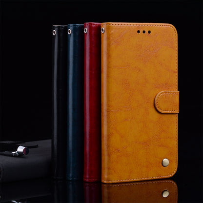 Business Style Oil Wax Texture Horizontal Flip Leather Case for Huawei Honor 8A(with fingerprint hole), with Holder & Card Slots & Wallet, yellow, black, red, blue