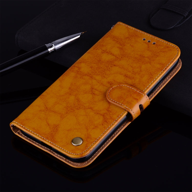Business Style Oil Wax Texture Horizontal Flip Leather Case for Huawei Honor 8A(with fingerprint hole), with Holder & Card Slots & Wallet, yellow, black, red, blue