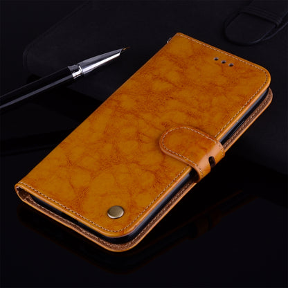 Business Style Oil Wax Texture Horizontal Flip Leather Case for Huawei Honor 8A(with fingerprint hole), with Holder & Card Slots & Wallet, yellow, black, red, blue