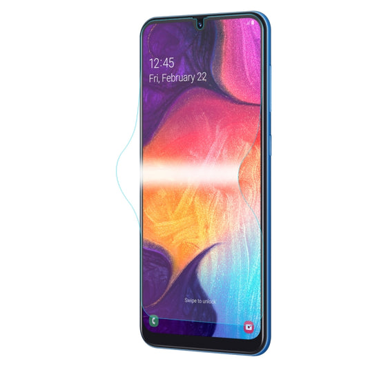 Full-screen hydrogel screen protector applied on smartphone display