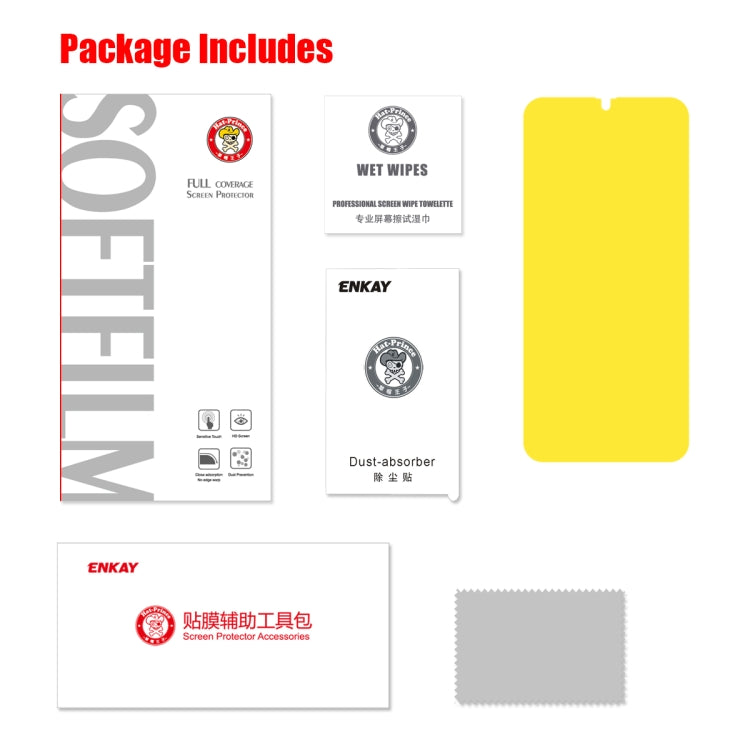 Screen protector package with wipes, ENKAY accessories, and microfiber cloth