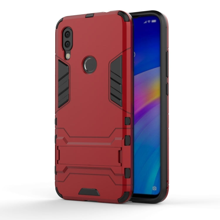 Shockproof PC + TPU Case for Xiaomi Redmi 7, with Holder, Black, Grey, Gold, Blue, Navy Blue, Red, Silver