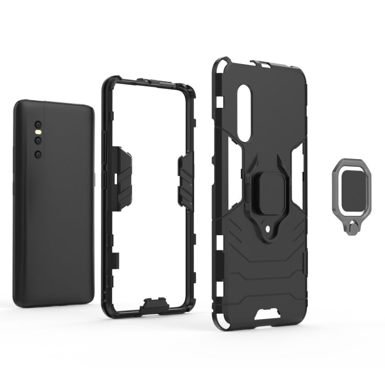 PC + TPU Shockproof Protective Case with Magnetic Ring Holder for VIVO X27, Black, Navy Blue, Red