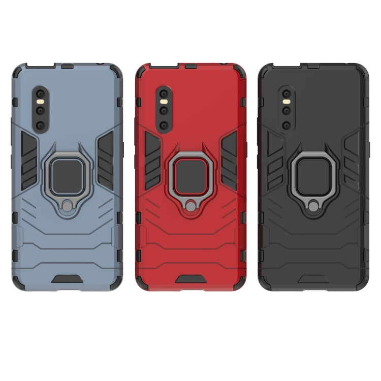 PC + TPU Shockproof Protective Case with Magnetic Ring Holder for VIVO X27, Black, Navy Blue, Red
