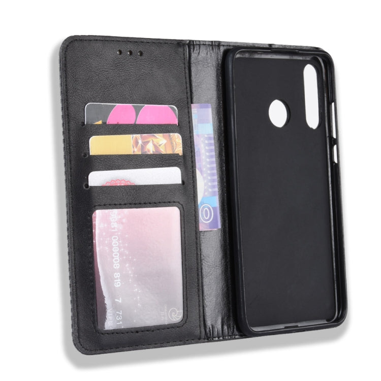 Magnetic Buckle Retro Crazy Horse Texture Horizontal Flip Leather Case for  Huawei Enjoy 9s (P Smart+ 2019)    , with Holder & Card Slots & Photo Frame, Black, Brown, Blue, Red