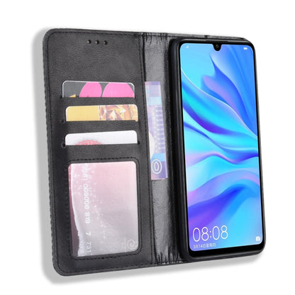 Magnetic Buckle Retro Crazy Horse Texture Horizontal Flip Leather Case for  Huawei Enjoy 9s (P Smart+ 2019)    , with Holder & Card Slots & Photo Frame, Black, Brown, Blue, Red