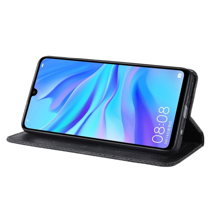 Magnetic Buckle Retro Crazy Horse Texture Horizontal Flip Leather Case for  Huawei Enjoy 9s (P Smart+ 2019)    , with Holder & Card Slots & Photo Frame, Black, Brown, Blue, Red