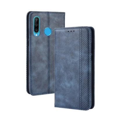 Magnetic Buckle Retro Crazy Horse Texture Horizontal Flip Leather Case for  Huawei Enjoy 9s (P Smart+ 2019)    , with Holder & Card Slots & Photo Frame, Black, Brown, Blue, Red