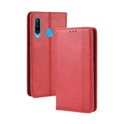 Magnetic Buckle Retro Crazy Horse Texture Horizontal Flip Leather Case for  Huawei Enjoy 9s (P Smart+ 2019)    , with Holder & Card Slots & Photo Frame, Black, Brown, Blue, Red