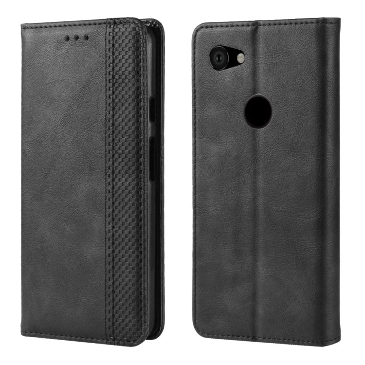 Black leather flip phone case with magnetic buckle, card slots, side view