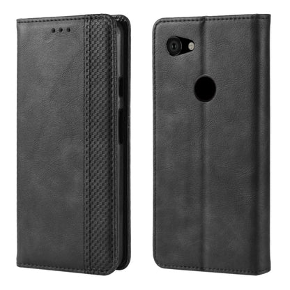 Black leather flip phone case with magnetic buckle, card slots, side view