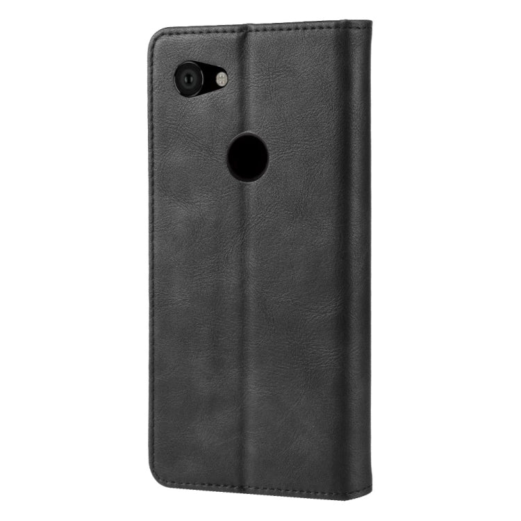 Black leather flip phone case with camera cutout and button access