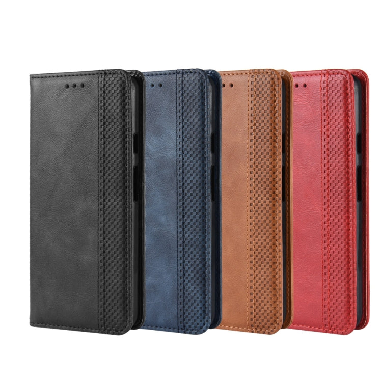 Multi-color leather flip phone cases with magnetic buckle style, four colors shown