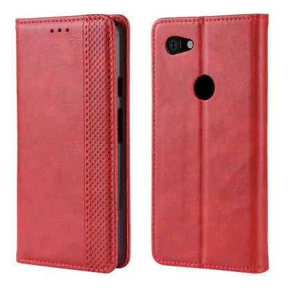 Red leather flip phone case with magnetic closure and camera cutout