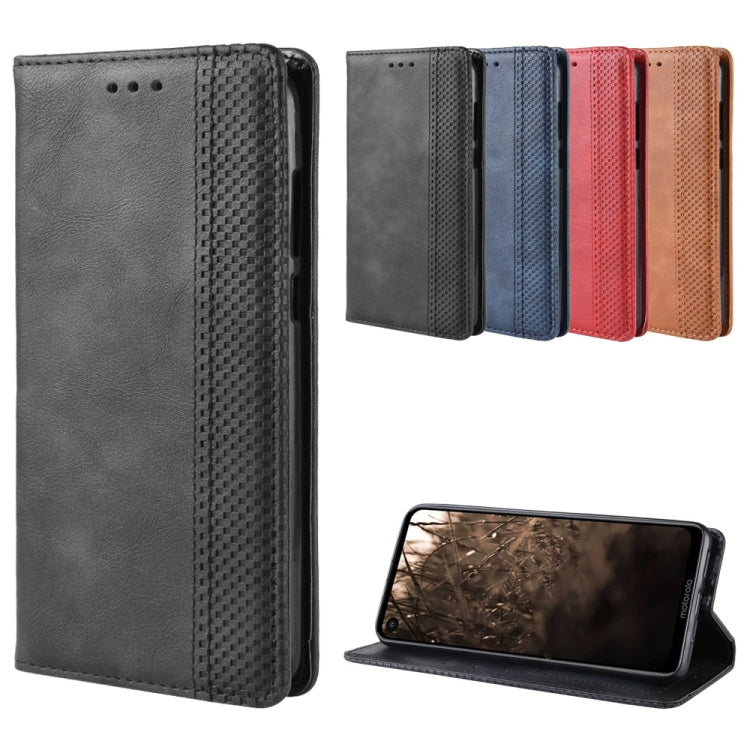 Crazy horse leather flip phone case with magnetic buckle, card slots, gray finish