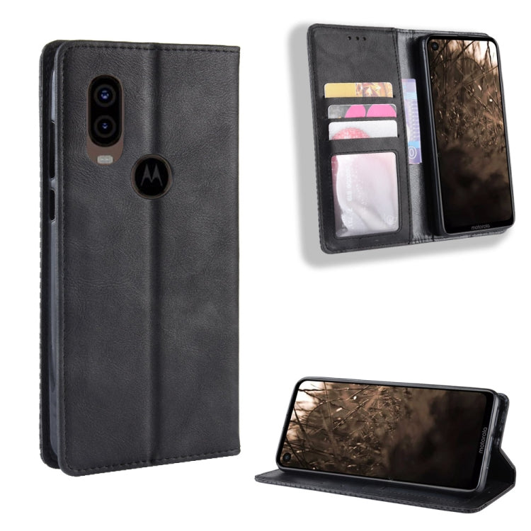 Black leather folio phone case with card slots and stand view, magnetic flip