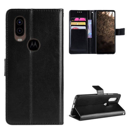 Motorola One Vision leather flip case in black, open card holder and fold stand