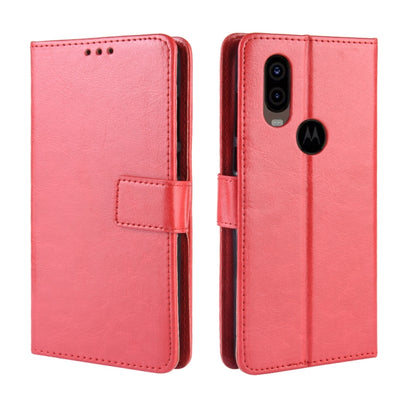 Red retro flip leather phone case with card holder and camera cutout