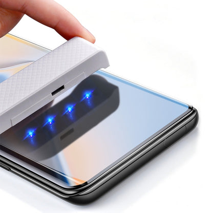 3D full-screen UV screen film on OnePlus 7 Pro, smoothed with applicator