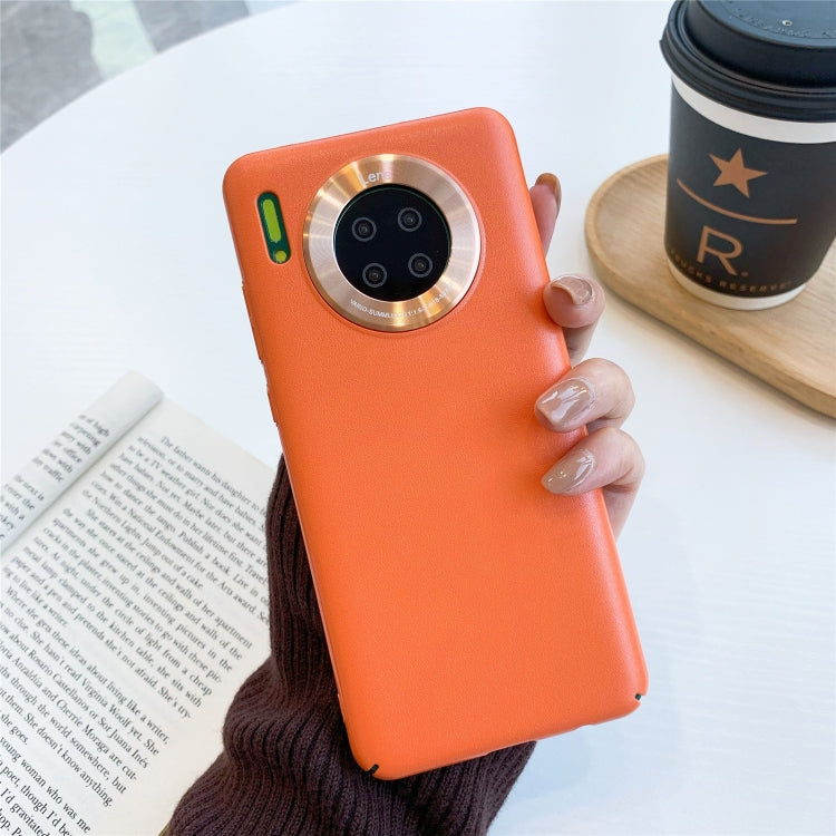 Orange plastic phone case with lens-ring camera protector for Huawei Mate 30