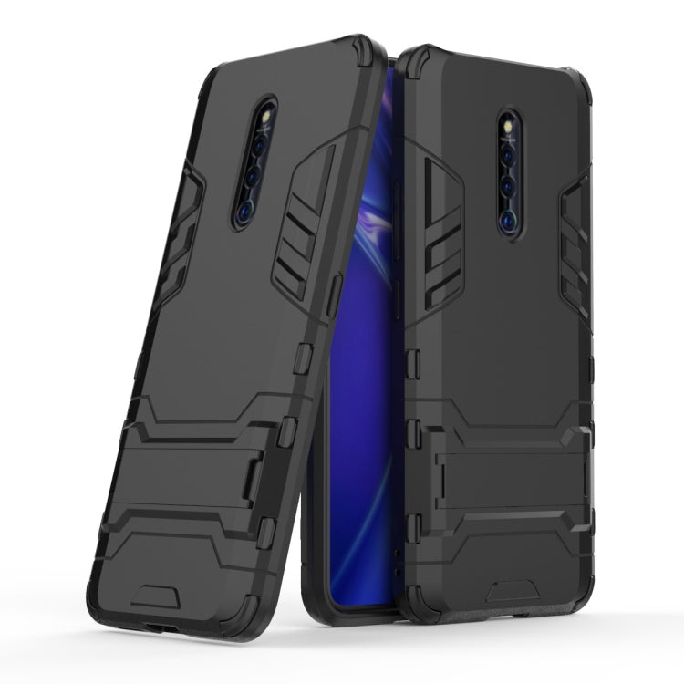 Shockproof PC + TPU phone case with holder, dark navy rugged protective cover