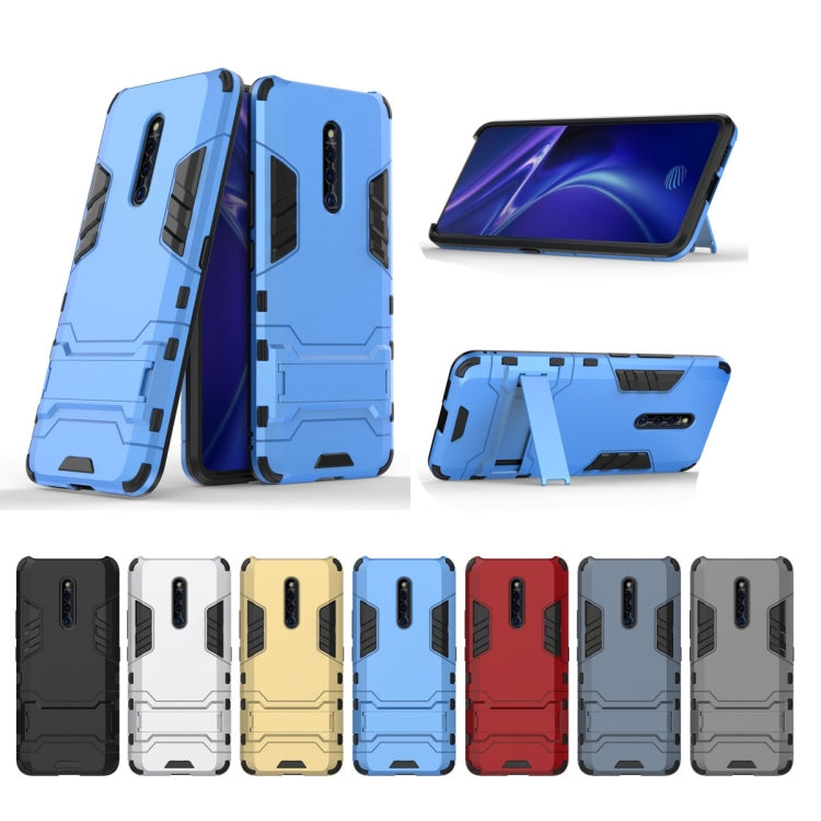 Shockproof PC + TPU phone case with holder, multiple color options shown