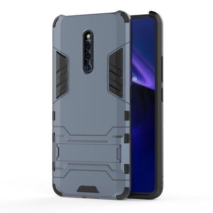 Shockproof PC + TPU phone case with holder, light gray rugged protective cover