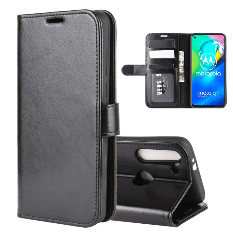 Black textured flip phone case with card slots and holder for Moto G8 Power