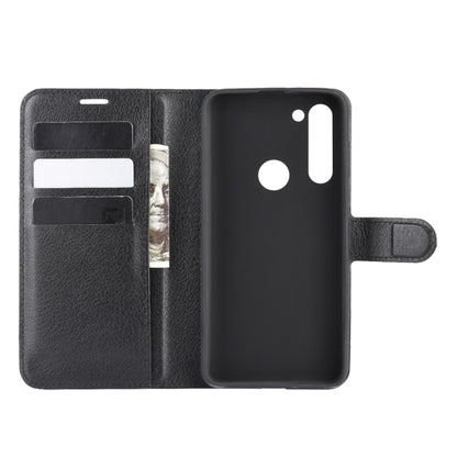 Black wallet flip case showing interior card pockets and phone back protection