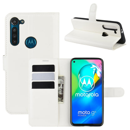 White litchi texture flip wallet phone case with card slots and stand holder