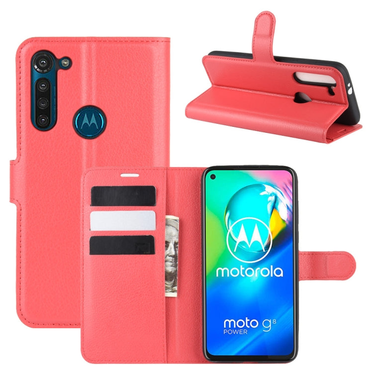 Red litchi texture flip wallet phone case with card slots and stand holder