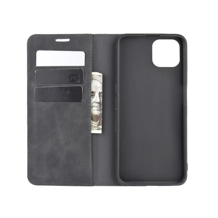 OPPO A92s leather magnetic wallet case interior with card slots, black