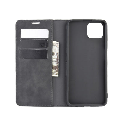 OPPO A92s leather magnetic wallet case interior with card slots, black