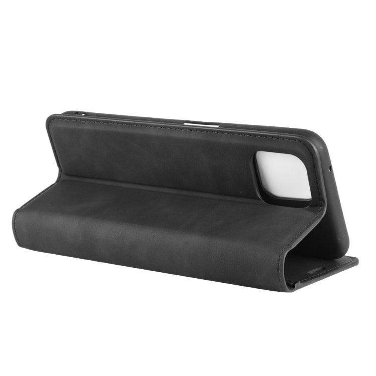 OPPO A92s leather magnetic wallet case stand view, black