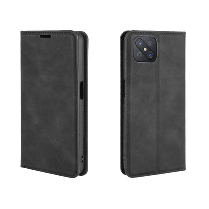 OPPO A92s leather magnetic wallet case front and back, black