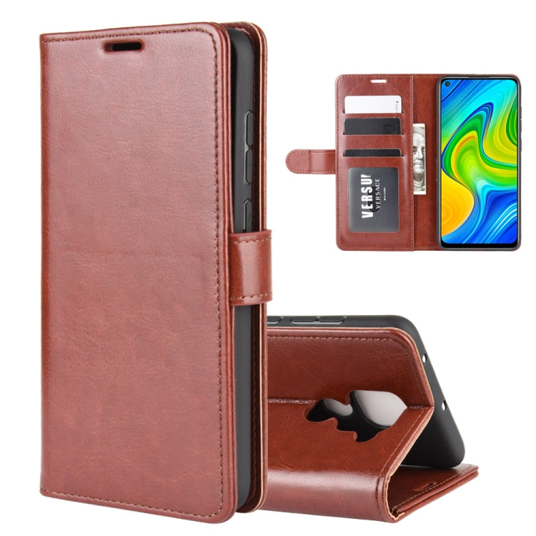 Brown leather-style flip phone case with card slots and stand for Redmi Note 9 4G