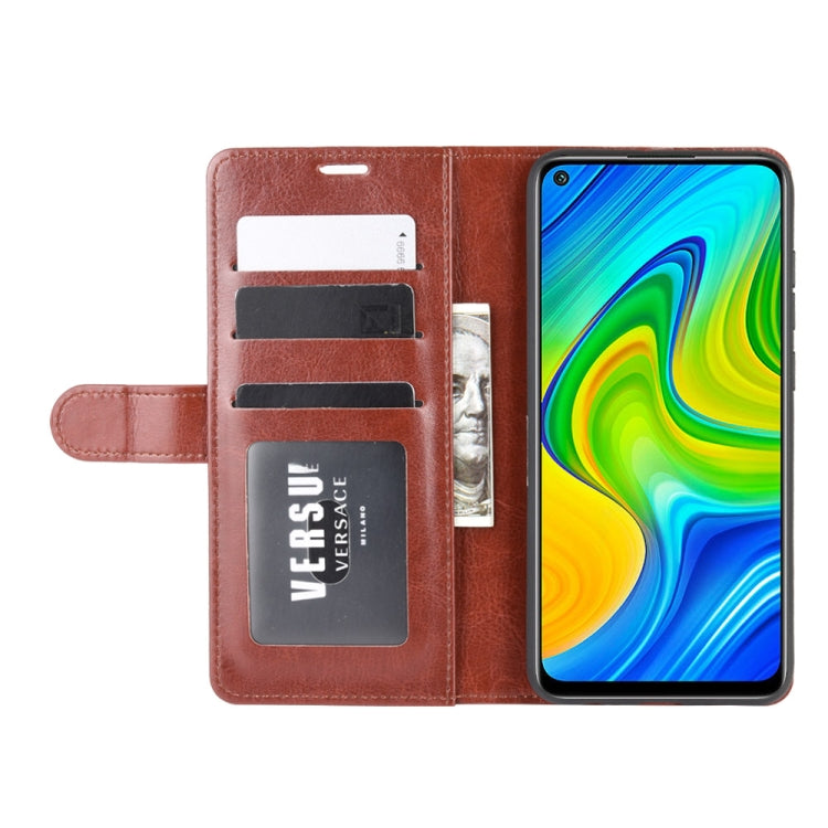 Brown leather-style flip phone case with card slots and built-in wallet for Redmi Note 9 4G