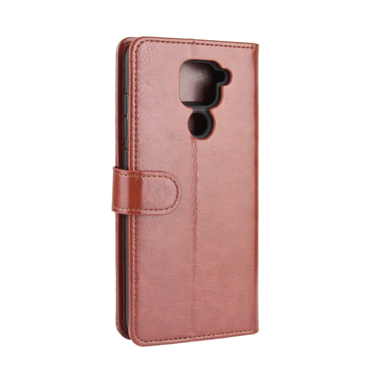 Brown leather-style flip phone case with camera cutout and side strap for Redmi Note 9 4G