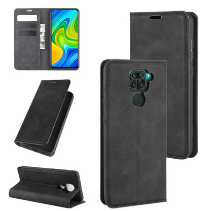 Leather flip phone case with magnetic closure, card slots, and stand for Redmi Note 9 4G