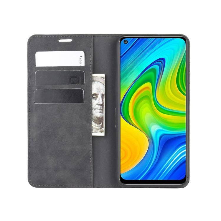 Leather flip wallet case with card slots and viewing window for Redmi Note 9 4G