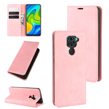 Pink leather phone wallet case with magnetic flap, card slots, and stand