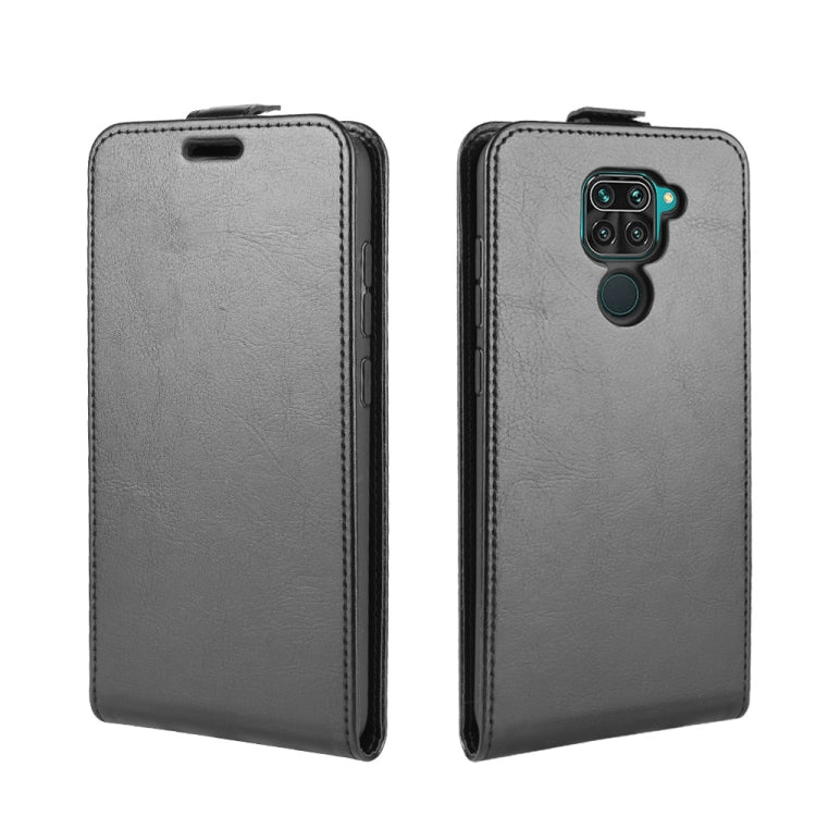 Gray vertical flip leather phone case for Redmi Note 9 4G, closed front view