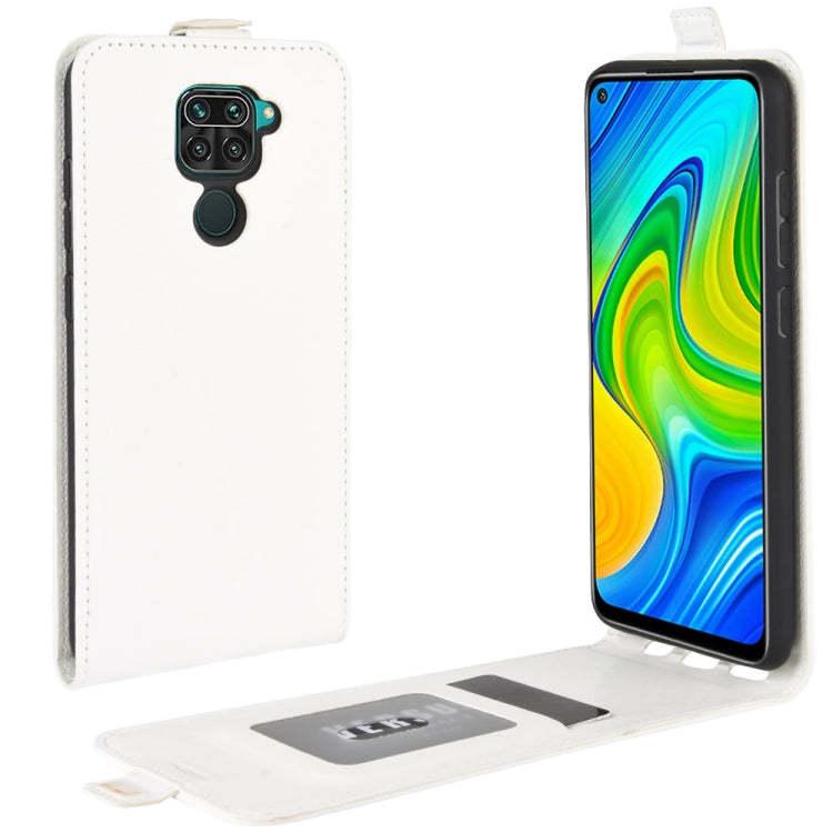 White vertical flip leather phone case with card slot and photo frame for Redmi Note 9 4G