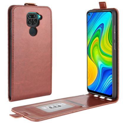 Rose brown vertical flip leather phone case with card slot and photo frame for Redmi Note 9 4G