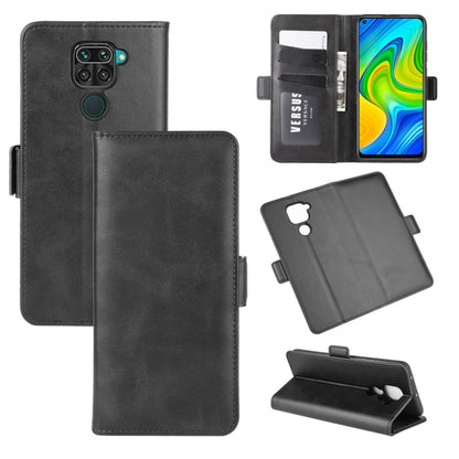 Magnetic flip leather phone case with card slots for a smartphone, black.