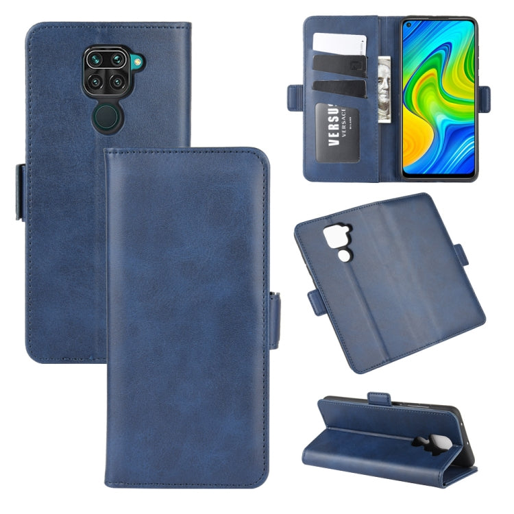 Dark blue leather magnetic flip phone wallet case with card slots and stand