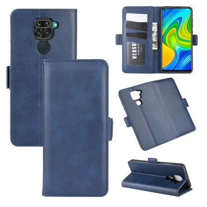 Dark blue leather magnetic flip phone wallet case with card slots and stand